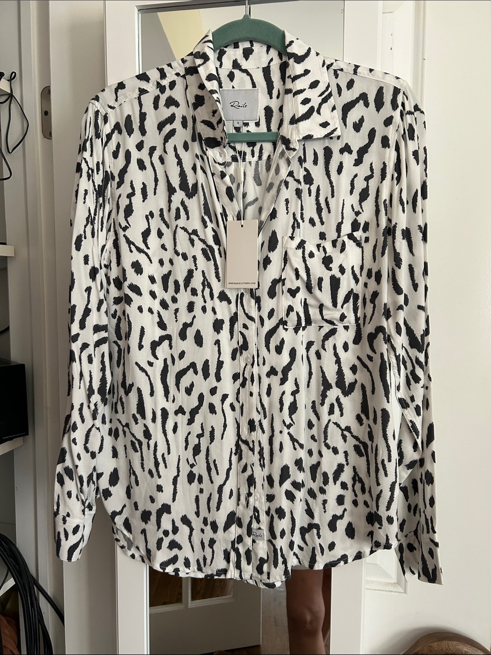 Rails Black and White Animal Print Button-Down Shirt